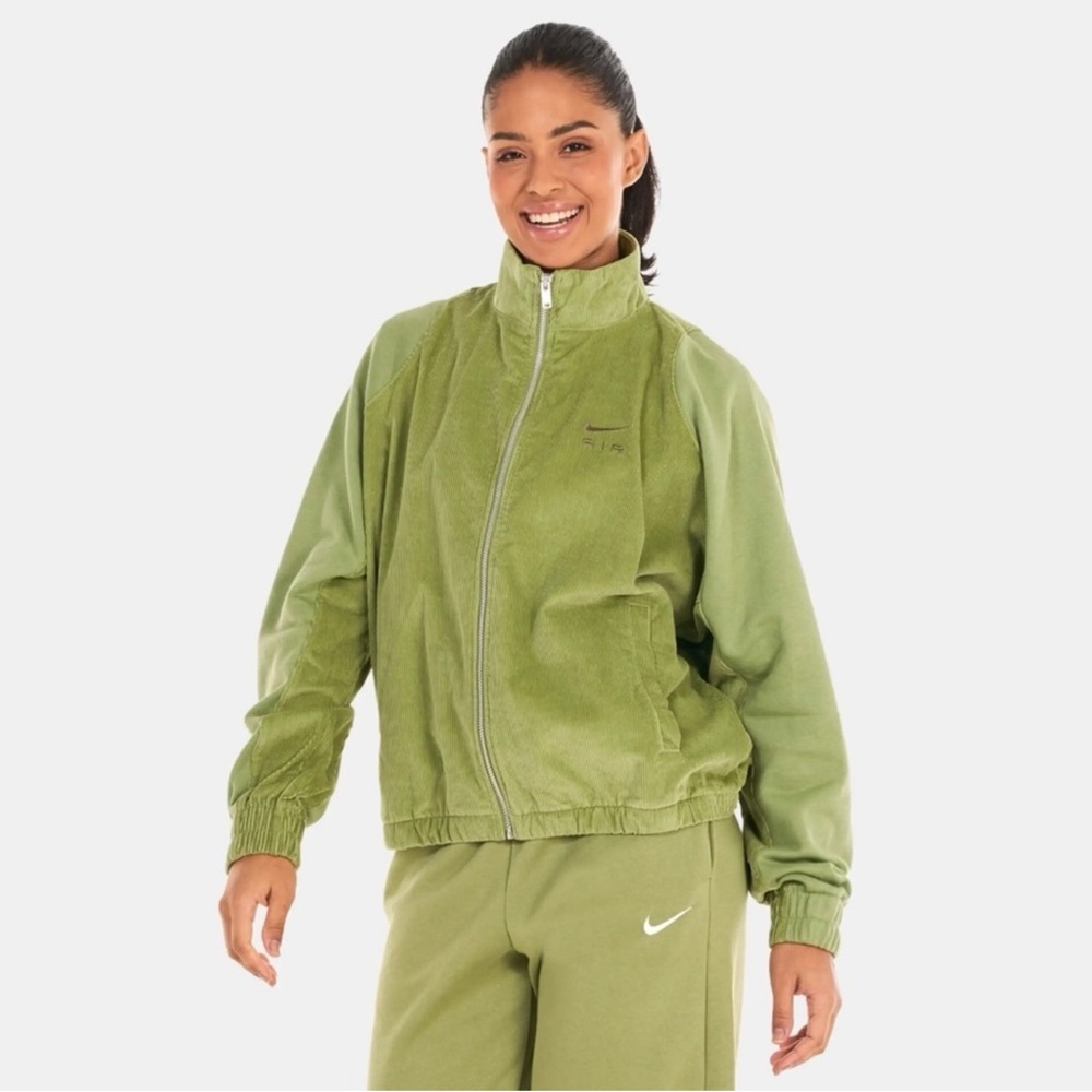 Nike Air Women’s Corduroy Fleece Full-Zip Jacket Olive Green Size Large